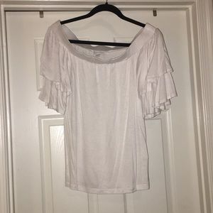 Off the shoulder white tee